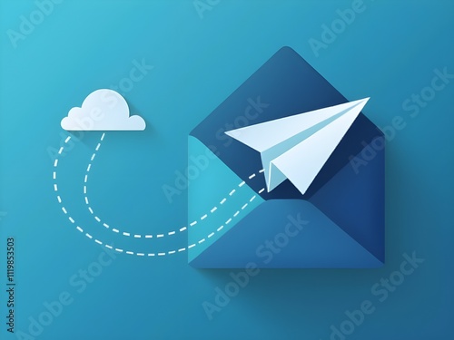 paper plane on sky background