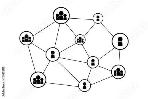 People Network Connection Icon. Technology. Logo. Vector Illustration