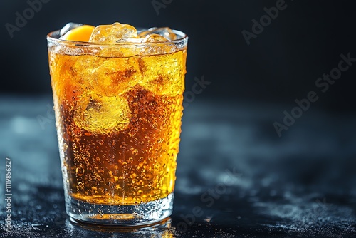 Wallpaper Mural A Glass of Peach Iced Tea on a Dark Black Surface Torontodigital.ca