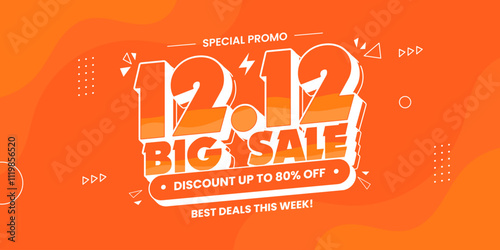 12 12 super sale promo banner with discount offer. 12 12 shopping festival super sale banner. Flash sale special offer banner for social media post or website banner. Flash sale campaign