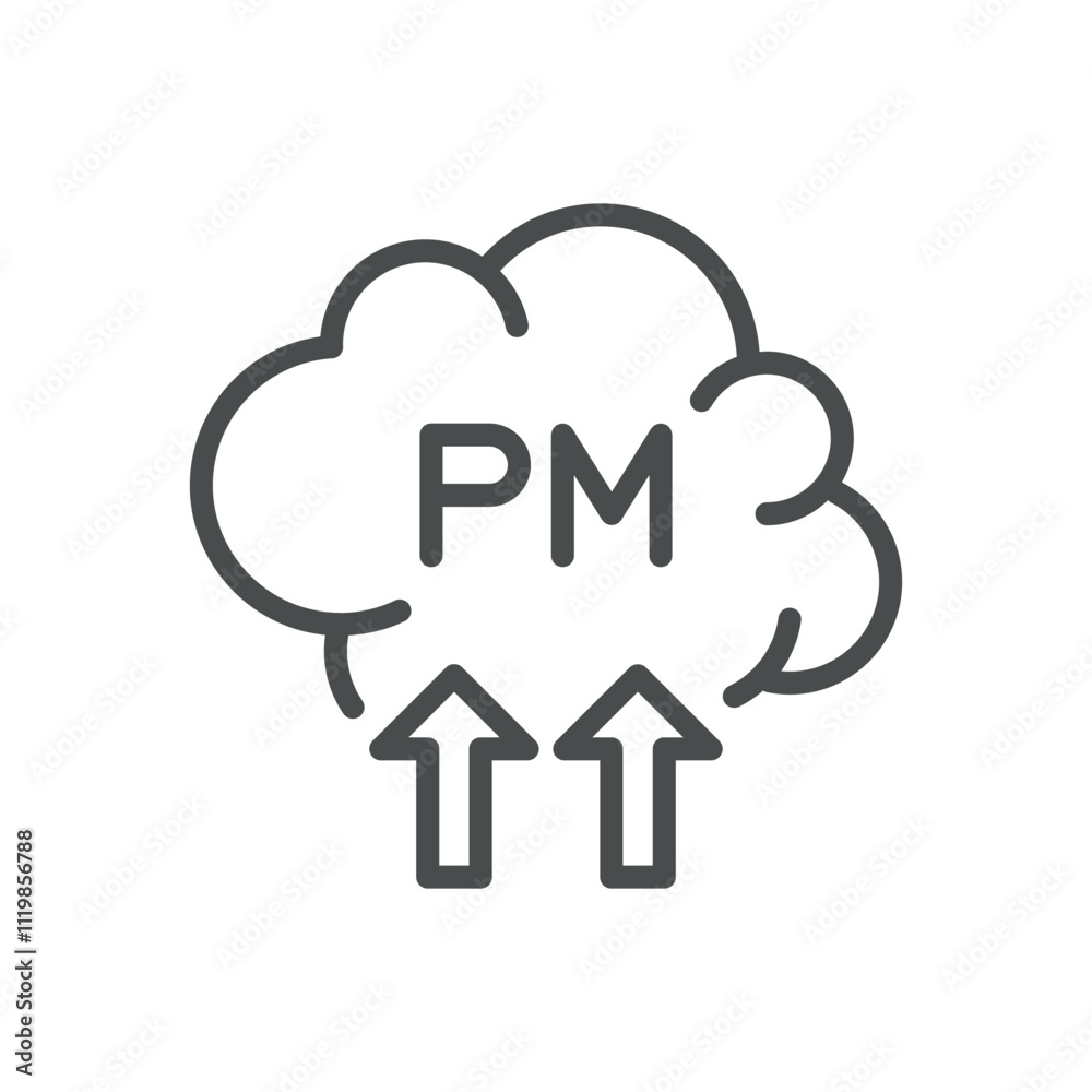 Particulate Matter (PM) Emissions Icon. Thin Line Illustration of Air Pollution from Fine Particles. Environmental Contamination Symbol. Isolated Outline Vector Sign Particulate Matter (PM) Emissions Icon. Thin Line Illustration of Air Pollution from Fine Particles. Environmental Contamination Symbol. Isolated Outline Vector Sign
