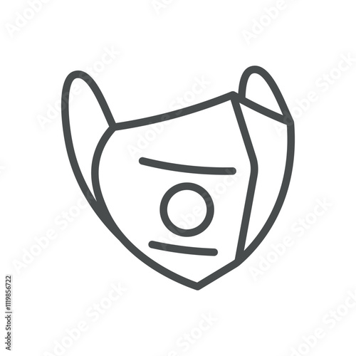 Protective Face Mask Icon. Thin Line Illustration of N95 Respirator for Air Pollution and Health Safety. Contaminated Air Protection Symbol. Isolated Outline Vector Sign