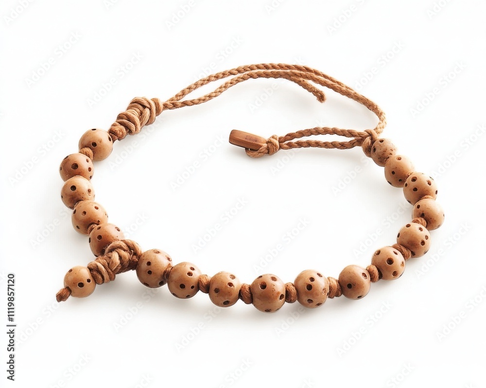 Wooden prayer beads, isolated on white background. Wooden prayer beads, isolated on white background.