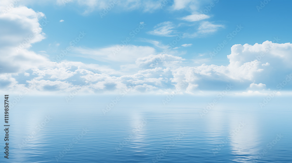sea landscape. sky over calm sea. Blue sea and sunny sky on horizon over calm water sea landscape. sky over calm sea. Blue sea and sunny sky on horizon over calm water