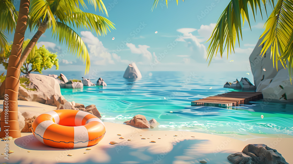 Fototapeta premium beach with palm trees