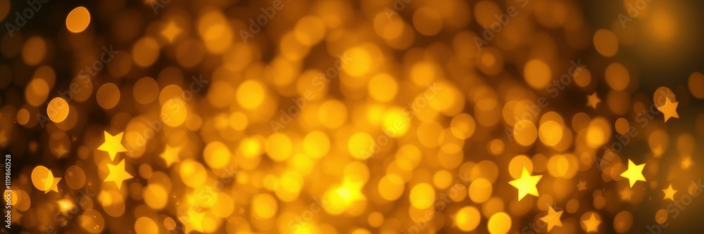 Bright golden bokeh with star shapes creating a festive atmosphere for celebration or event Bright golden bokeh with star shapes creating a festive atmosphere for celebration or event