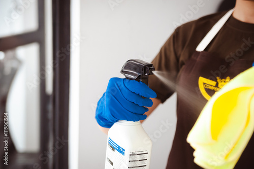 person cleaning gas