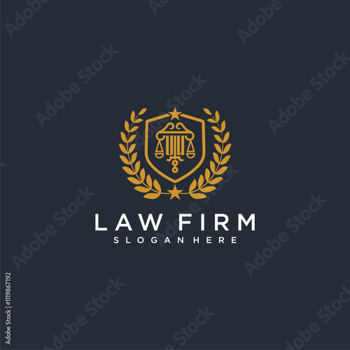 UW letter monogram logo for lawfirm with pillar & leaf image design