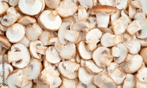 Mushroom Slices or fresh mushroom slices food background texture