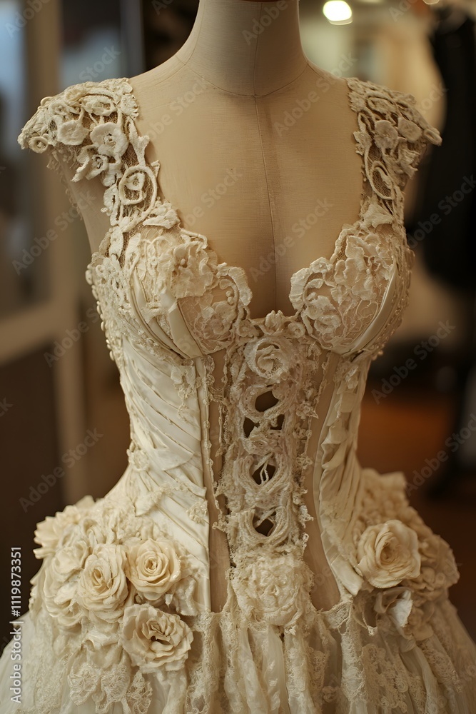 Fototapeta premium Beautiful and Elegant Wedding Dress, Generative AI