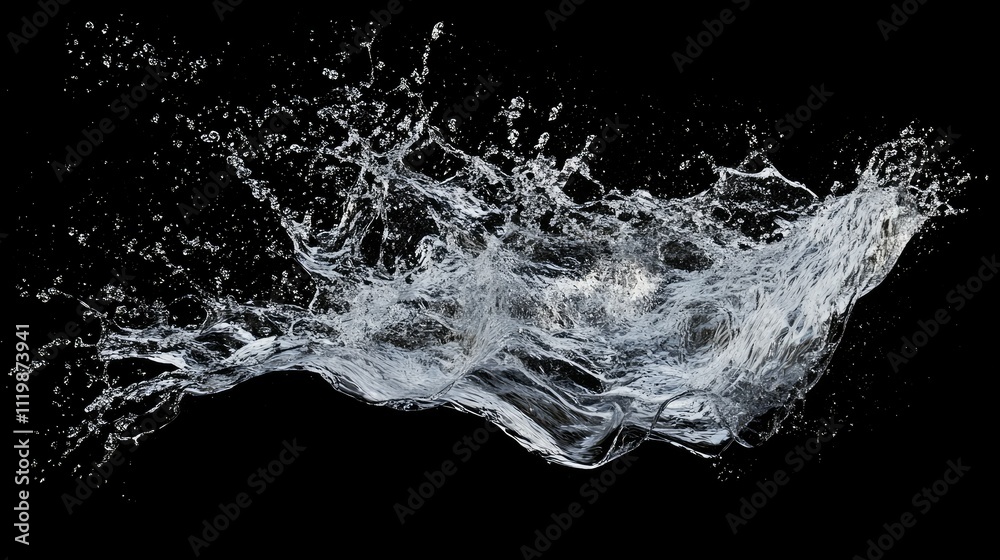 Obraz premium Captivating Splash of Water Against a Black Background Showcasing Dynamic Motion, Fluidity, and Vibrancy Ideal for Art, Nature, and Abstract Representations