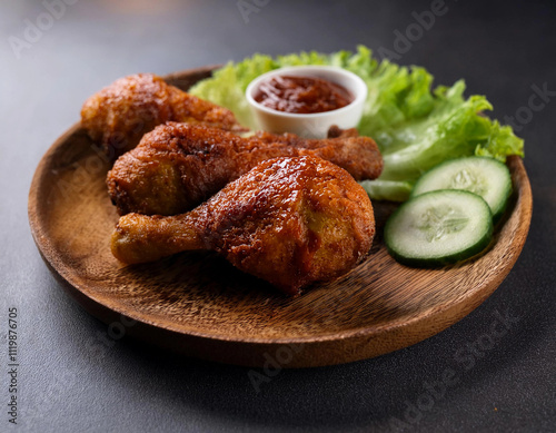 Fried Chicken with Sambal and Lalapan photo