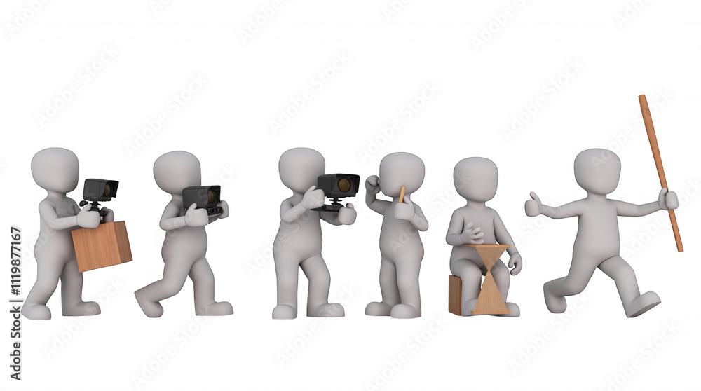 Creative Stick Figures with Cameras Illustration on Transparent Background for Design Projects and Overlays Creative Stick Figures with Cameras Illustration on Transparent Background for Design Projects and Overlays