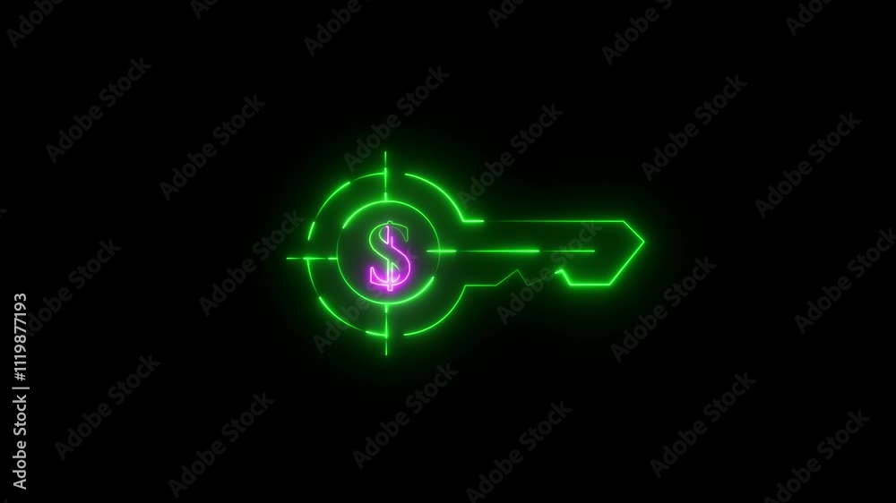 The key to a financial goal. glowing neon Set of financial key icons isolated on black background. full credit dollar neon dollar symbol The key to a financial goal. glowing neon Set of financial key icons isolated on black background. full credit dollar neon dollar symbol