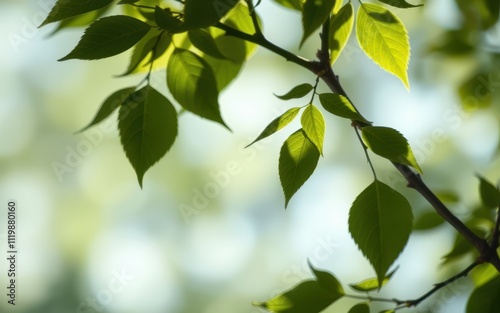 Sunlight filtering through green leaves in a tranquil forest setting during late afternoon hours