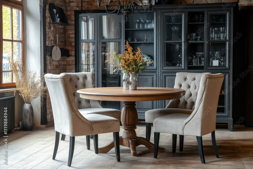 Modern Cafe Table with Elegant Chairsv