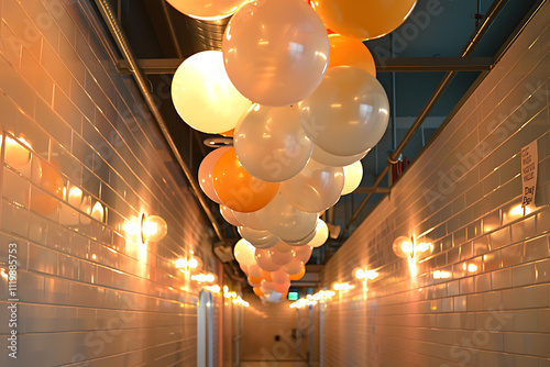 celebratory interior design, the room is adorned with elegant balloons and a me day banner, creating a cheerful atmosphere for a memorable singles awareness day photo