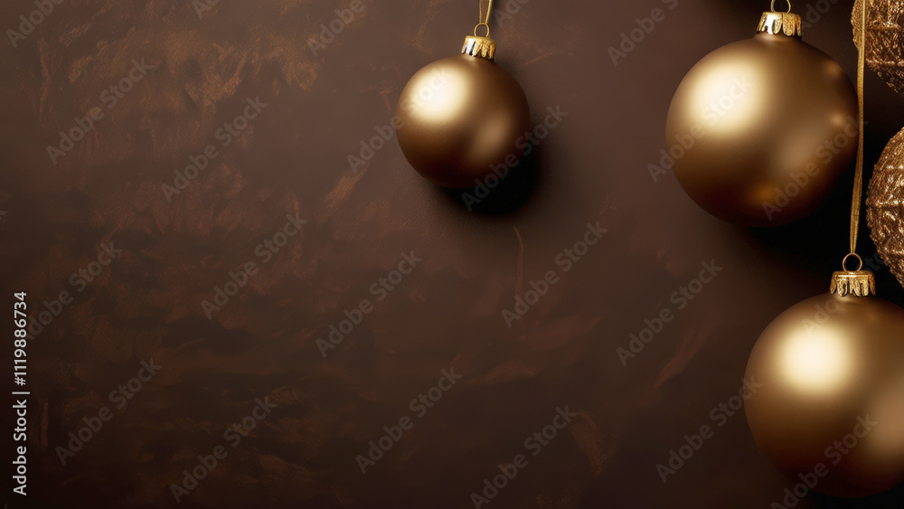 Luxurious minimalist Christmas scene in gold and matte Mocca tones Luxurious minimalist Christmas scene in gold and matte Mocca tones