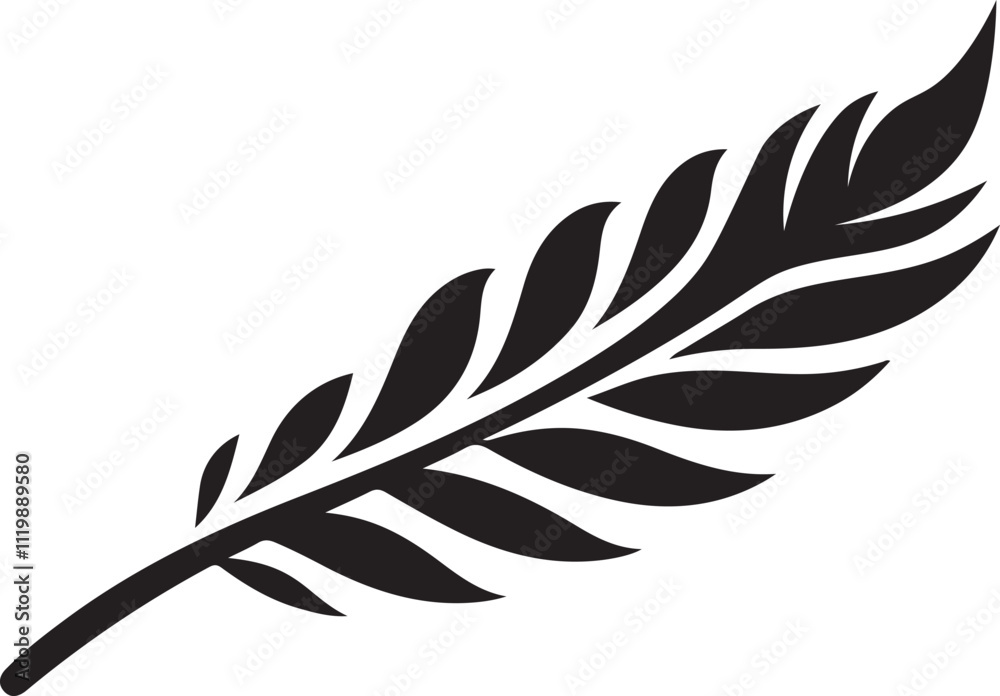 Fototapeta premium black feather vector illustration, enhancing modern design appeal.