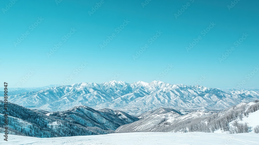 Obraz premium Snowy Mountain Range Under Soft Gradients with Copy Space