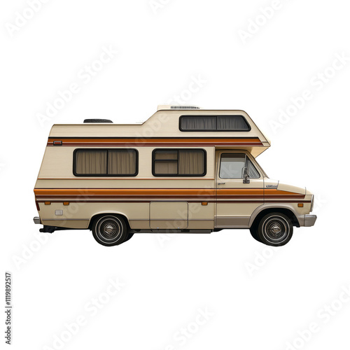 Classic Camper Van on Transparent Background