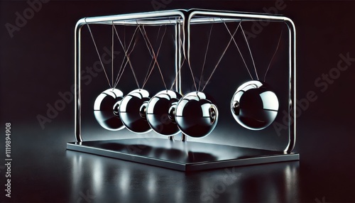 Newton's cradle with metallic spheres and modern aesthetics photo