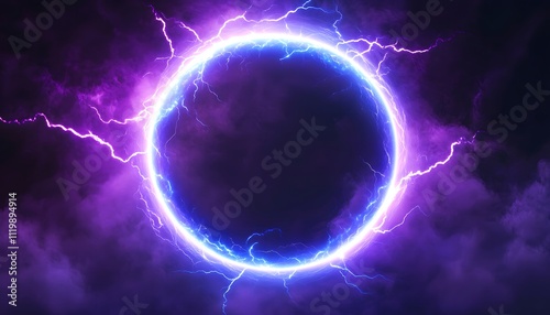 Electric Circle Purple Lightning Energy Power Abstract Background