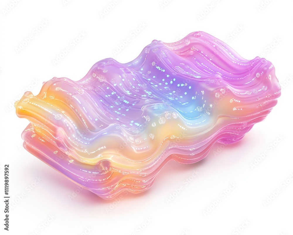 Colorful wave-shaped object on a white isolated background.