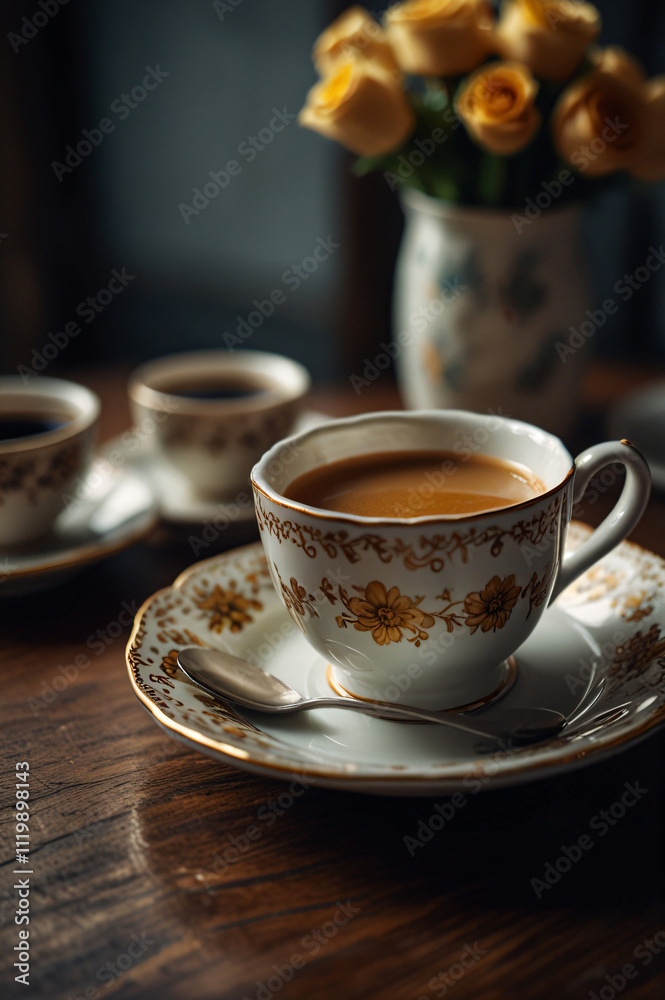 Indulging in afternoon tea with red tea and desserts. Indulging in afternoon tea with red tea and desserts.