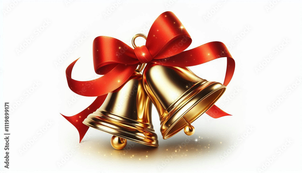 ai generate christmas bells with red ribbon ai generate christmas bells with red ribbon