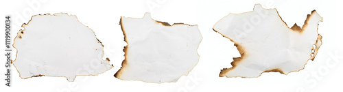 Set of burnt holes of paper, texture and background