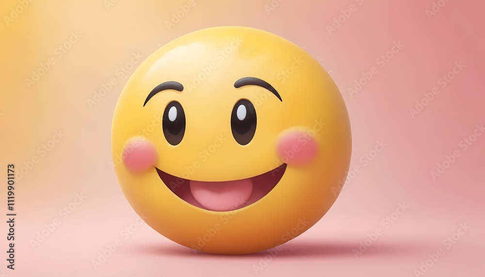 Blushing Emoji on Pink Background Blushing Emoji on Pink Background