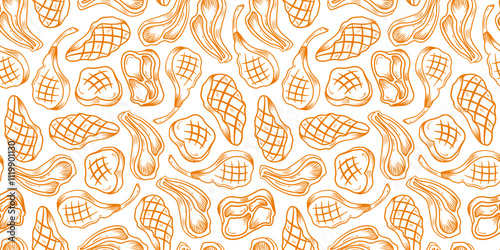 Beef Meat Pattern background. doodle steak pattern background. doodle meat pattern background.