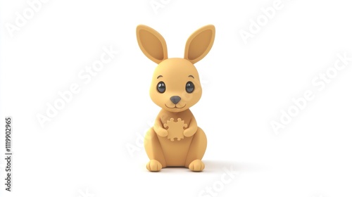 A cute, cartoonish rabbit holding a cookie, designed for playful appeal.