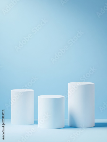 white cone-shaped podium on a calm background with hard light