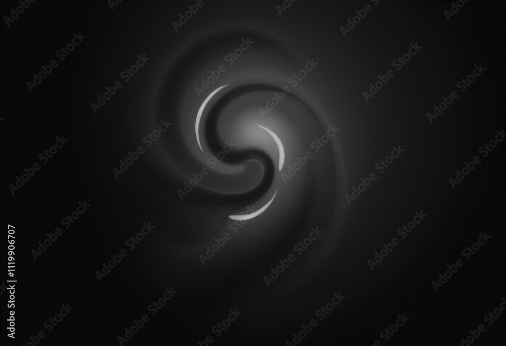 Swirling black and white gradient design on dark grainy background Swirling black and white gradient design on dark grainy background