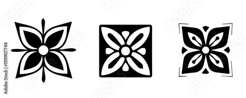 Floral mandala style ornamental design of graphic element set. Vector art element set. 