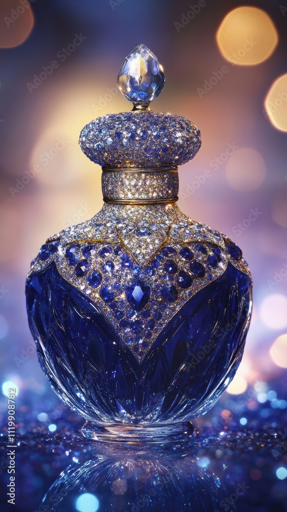 Sapphire glitter with bokeh and crystal droplet reflections Sapphire glitter with bokeh and crystal droplet reflections