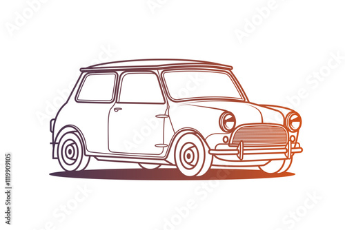 Racing retro car. Original vector illustration in vintage style.