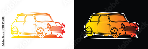 Racing retro car. Original vector illustration in vintage style.