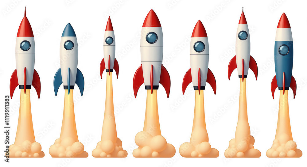 Colorful Rocket Launch Illustration with Transparent Background - Ideal for Space Themes and Educational Overlays Colorful Rocket Launch Illustration with Transparent Background - Ideal for Space Themes and Educational Overlays