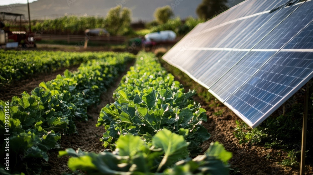 Fototapeta premium The future of sustainable agriculture through solar energy integration.