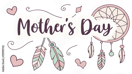 Celebrate Mother's Day with a beautiful bohemian style banner featuring dreamcatchers and hearts