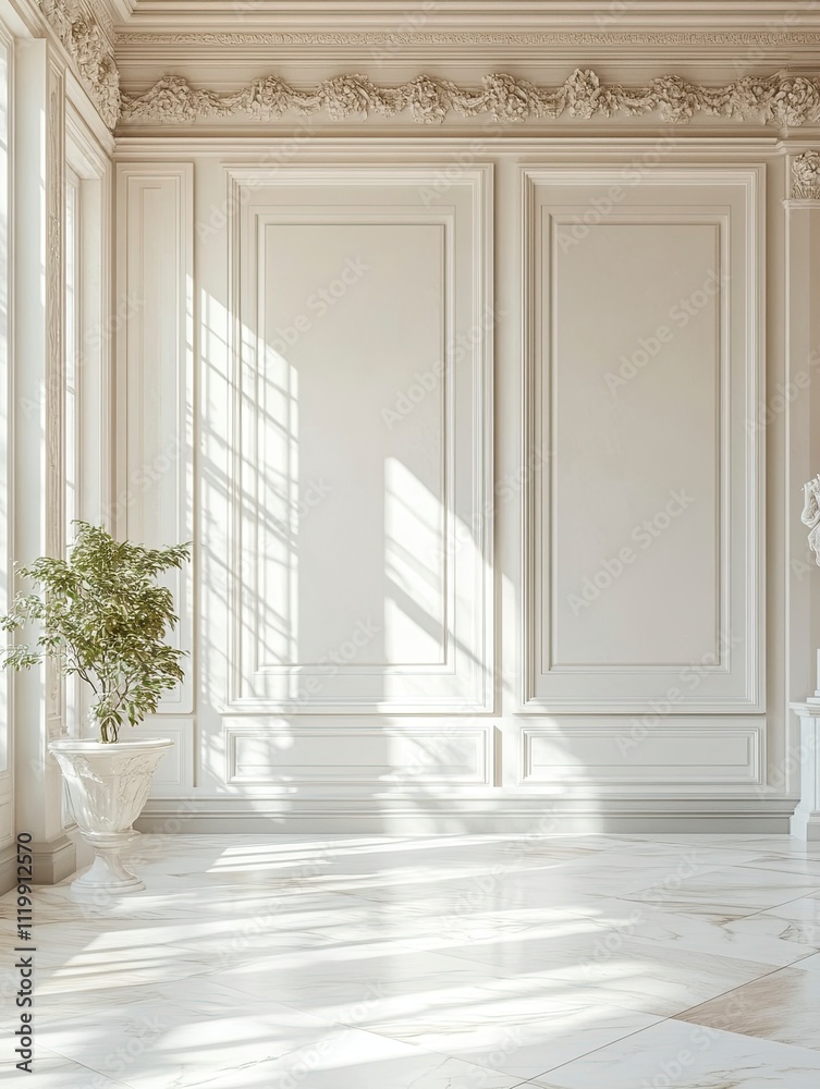 Fototapeta premium empty frame for photos in elegant, bright minimalist and luxury space.