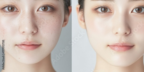 スキンケア前後の結果による変革と再生のコンセプト
