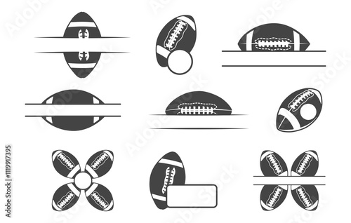 American football monogram svg, American football ball monogram svg, American football monogram silhouette, Football monogram svg, Football monogram bundle.
