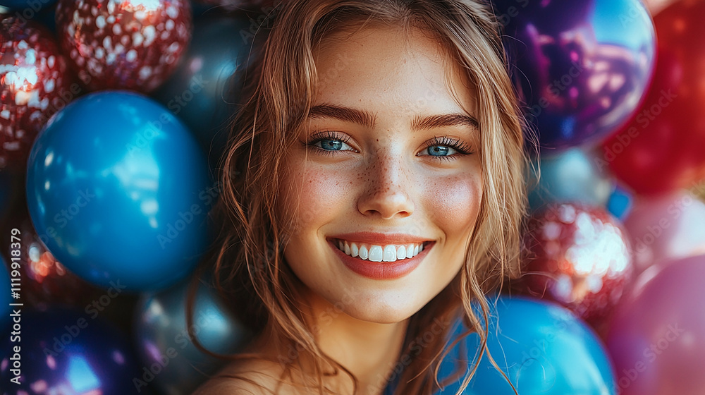 Fototapeta premium blogueira com balões celebração feriado 