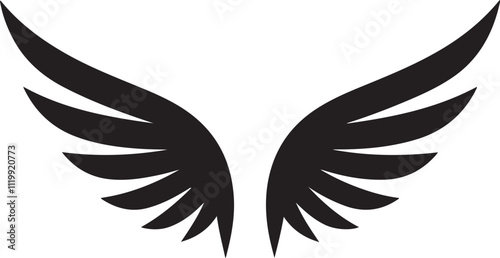 Angel wings silhouette vector illustration on white background