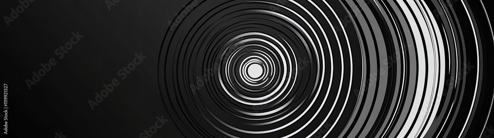Obraz premium Abstract grayscale concentric circles converging to a central point.