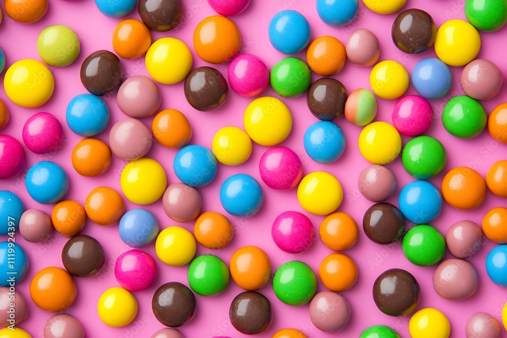 Obraz premium top view of multicolored candies on multicolored background